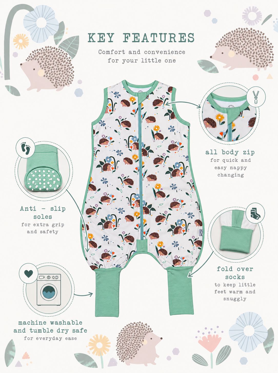 Hedgehog - Toddler Sleeping Suit 1.0 TOG