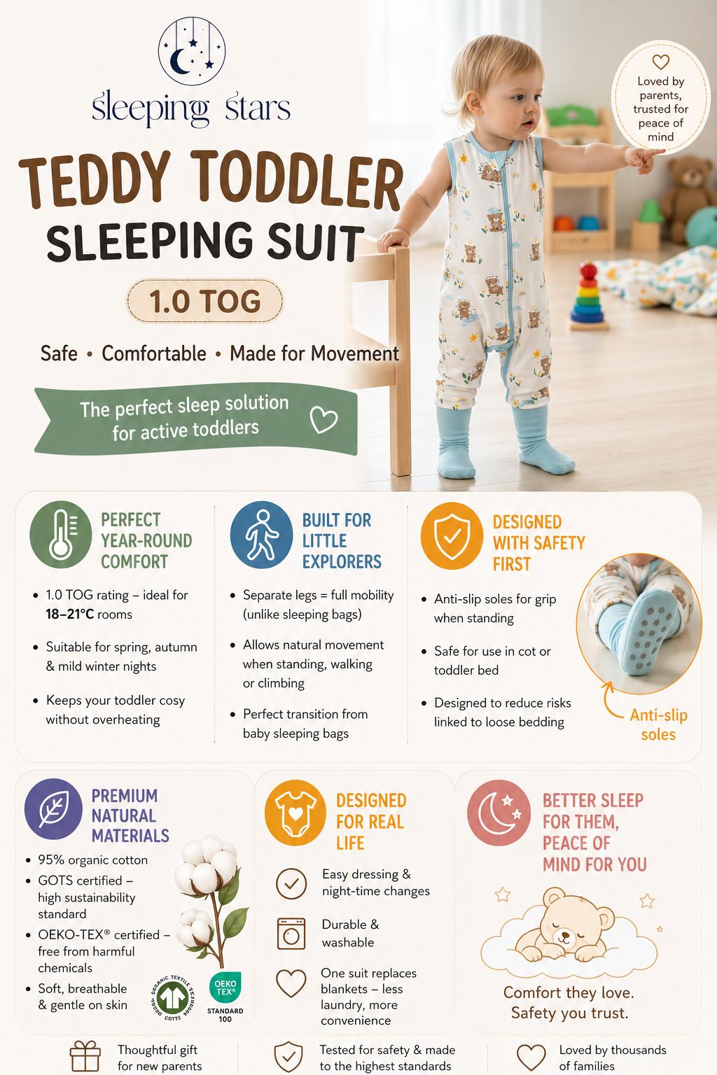 Teddy - Toddler Sleeping Suit 1.0 TOG